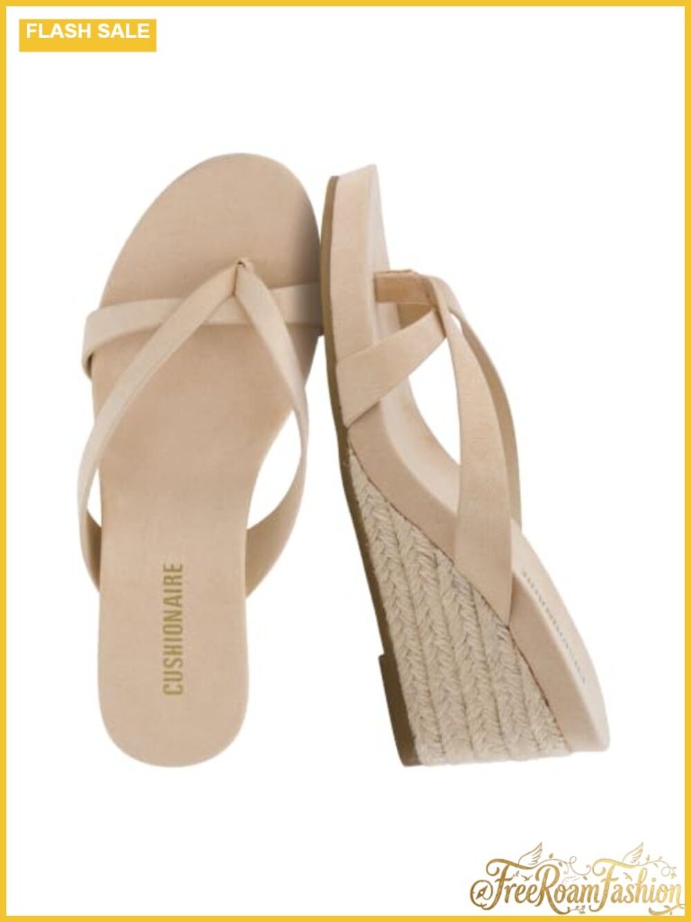 CUSHIONAIRE Ferry Espadrille Wedge Sandals Faux Suede Thong Platform